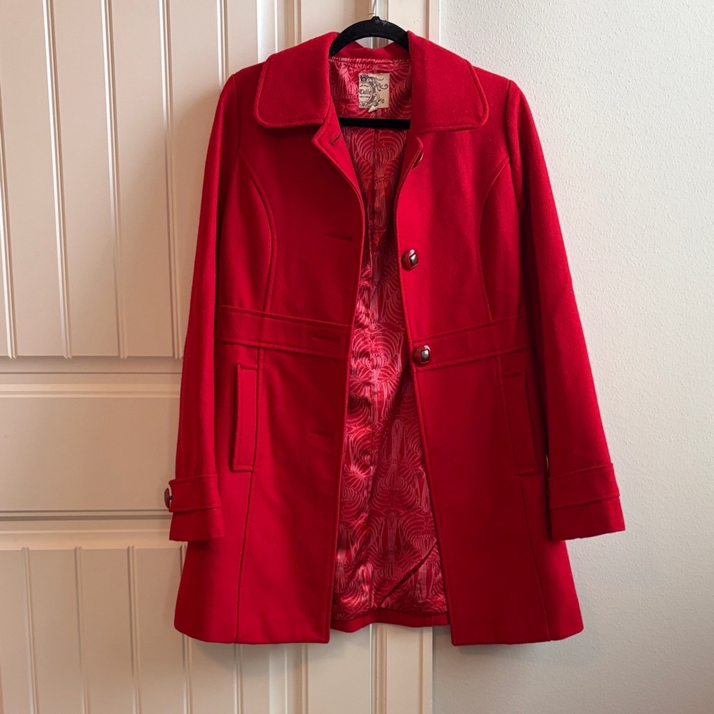 Women's Red Pea Coat